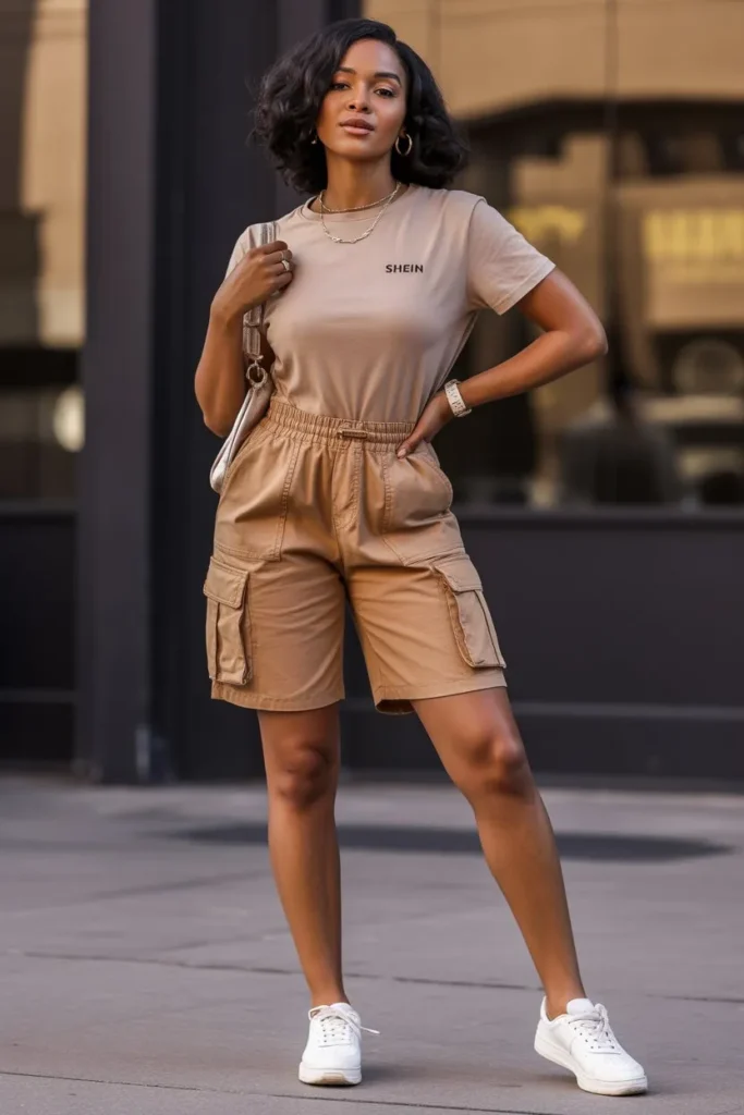 Shein Basic Tee with Cargo Shorts