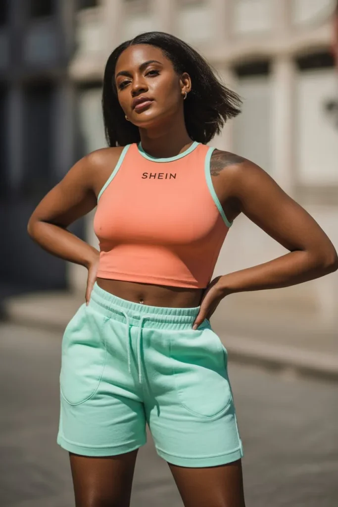 Shein Crop Top with Jogger Shorts