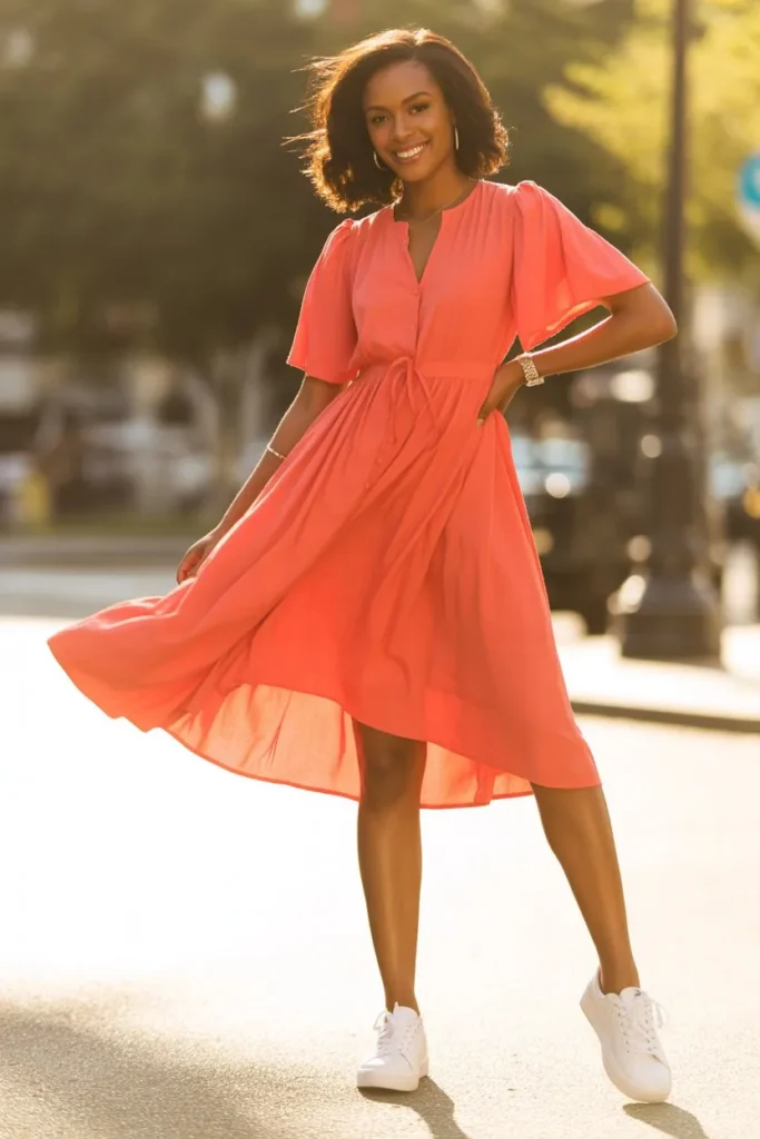 Shein Flowy Dress with Sneakers