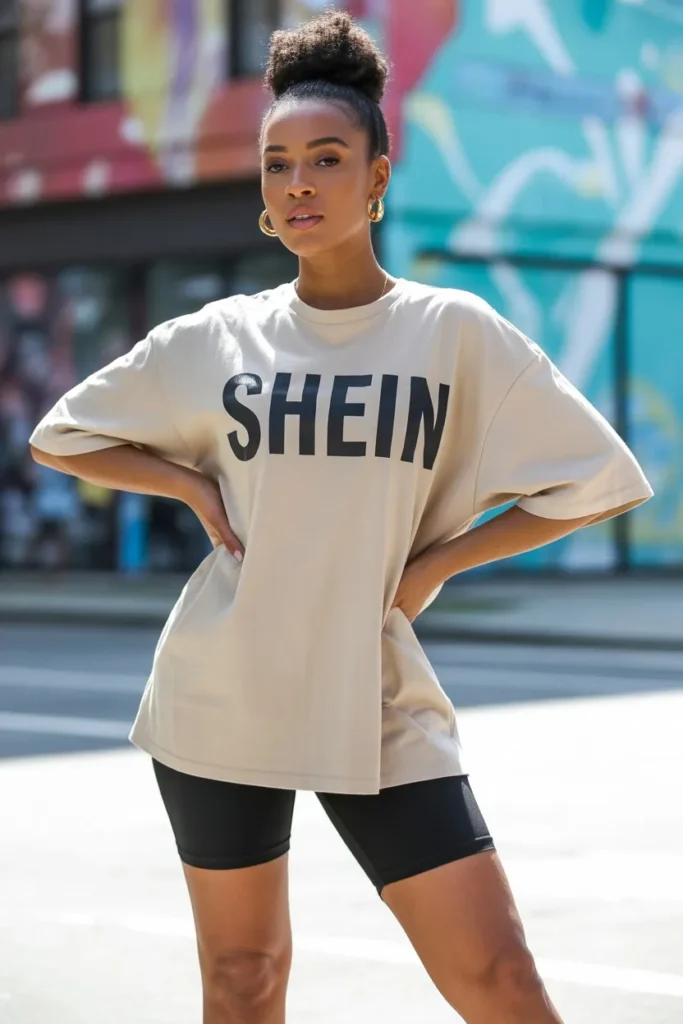 Shein Oversized Tee with Biker Shorts