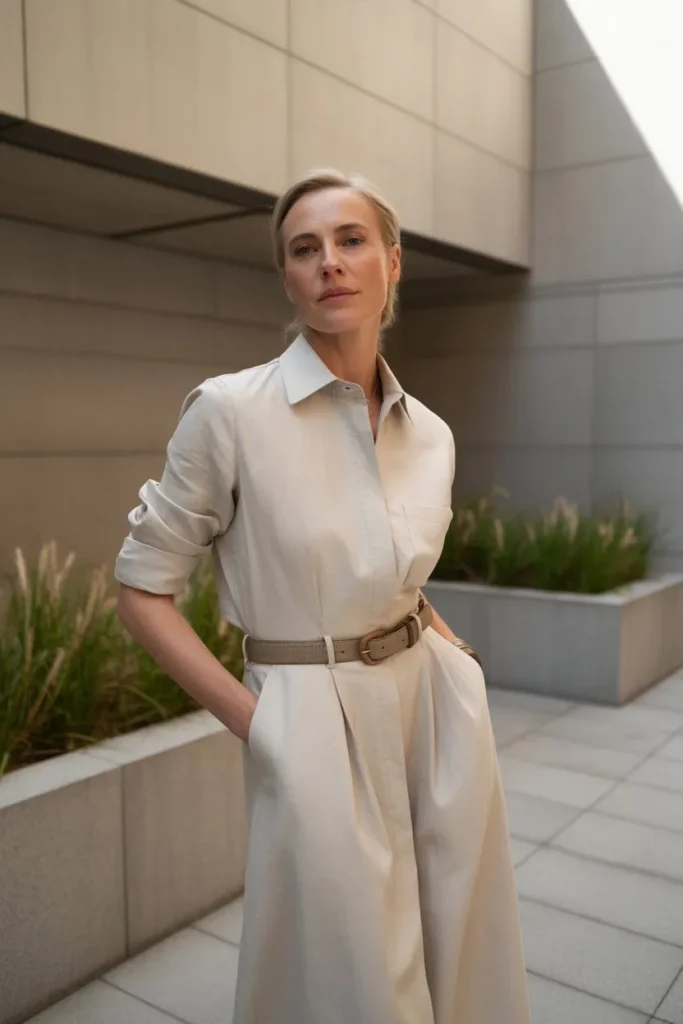 Shirt Dress with Belted Structure