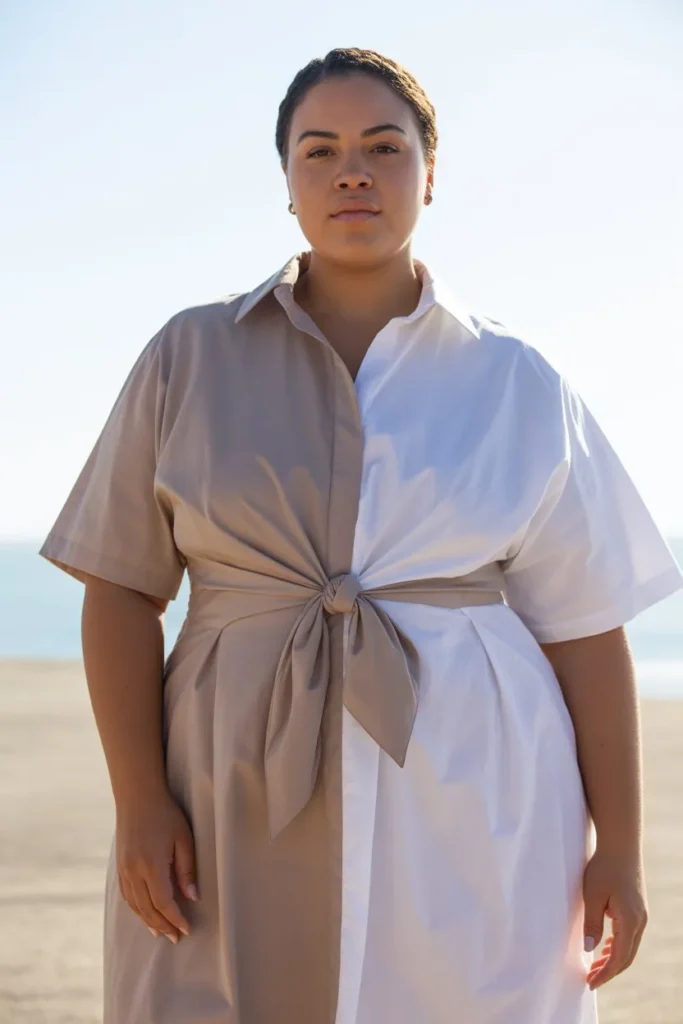 Shirt Dress with Waist Tie