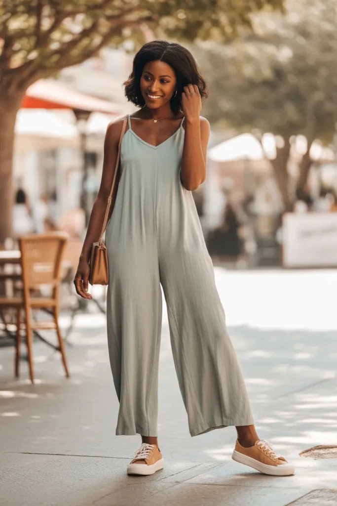 Simple Jumpsuit with Casual Footwear