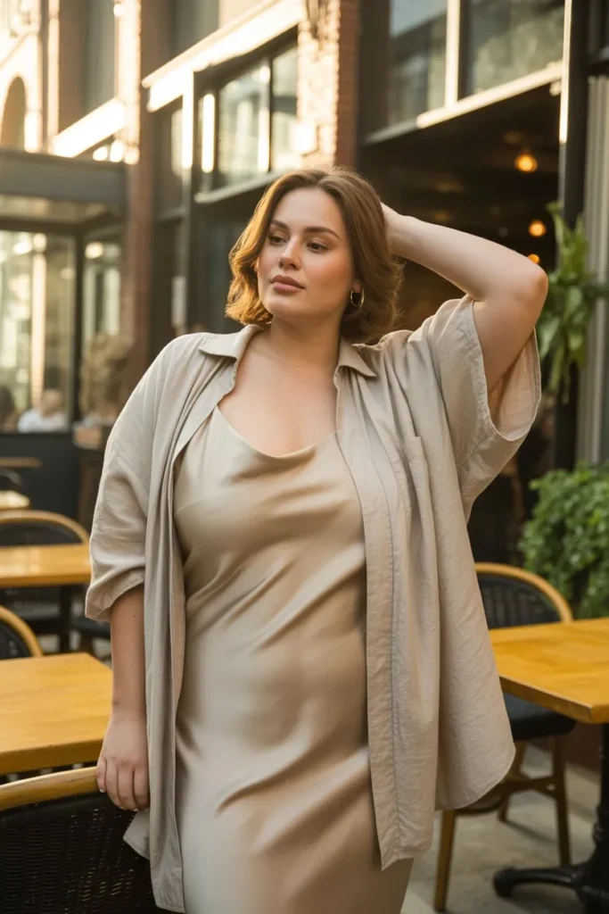 Slip Dress with Lightweight Shirt Layer