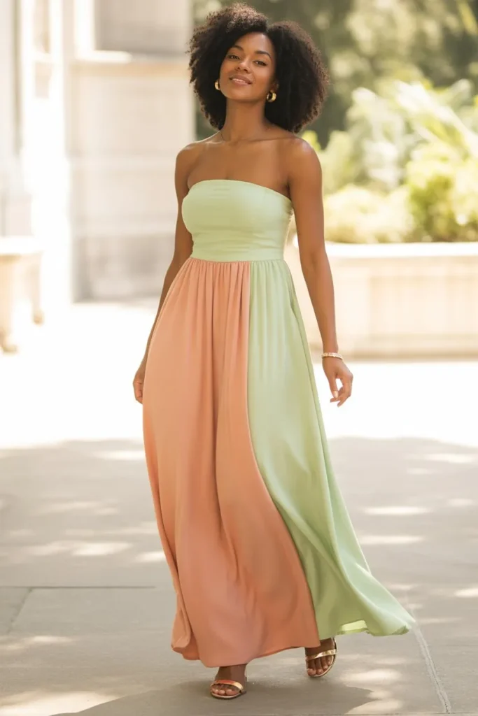 Strapless Maxi Dress with Minimal Accessories