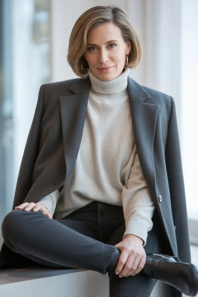 Structured Blazer with Winter Layers
