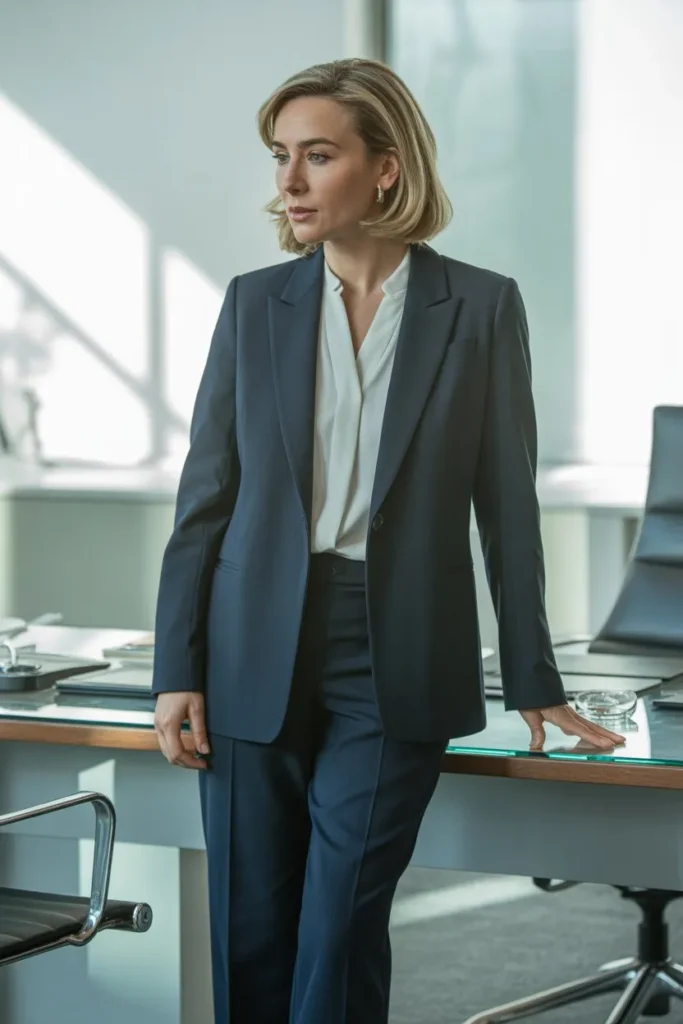 Tailored Blazer with Straight-Leg Trousers