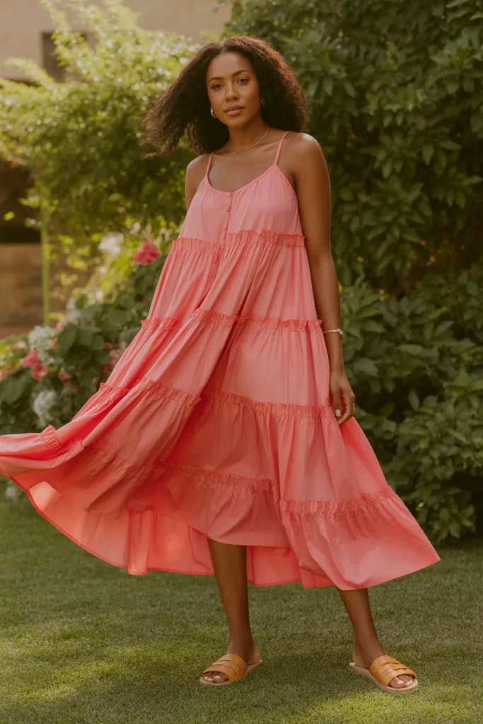 Tiered Maxi Dress with Slides