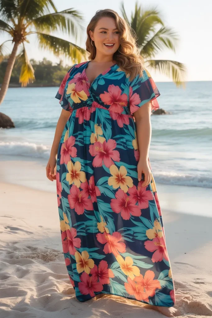 Tropical Print Maxi Dress