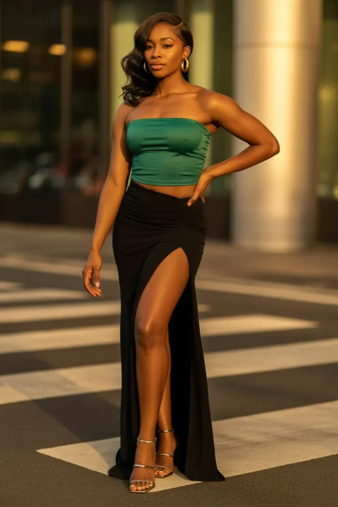 Tube Top with High-Slit Skirt