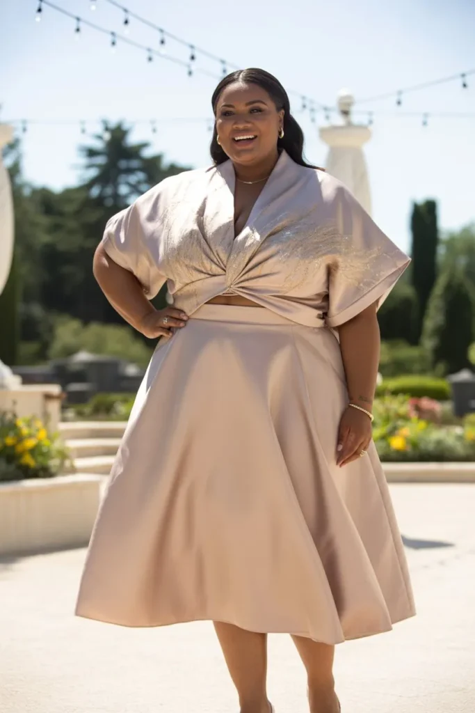 Two-Piece Skirt Set with Dressy Top