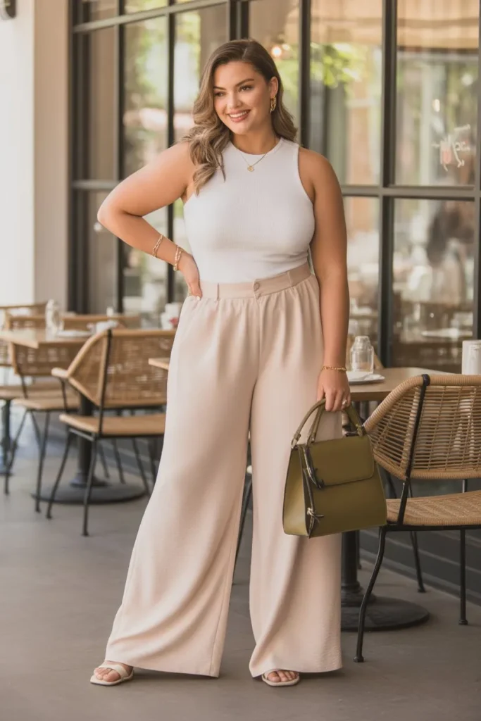 Wide-Leg Pants with Fitted Top