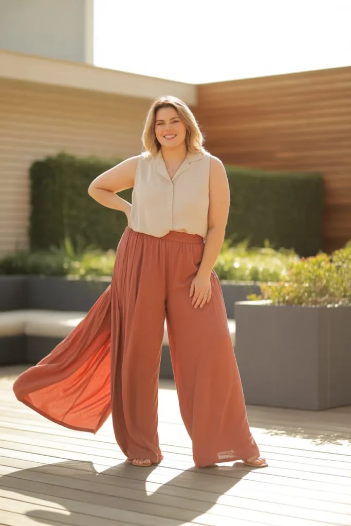 Wide-Leg Pants with Sleeveless Top