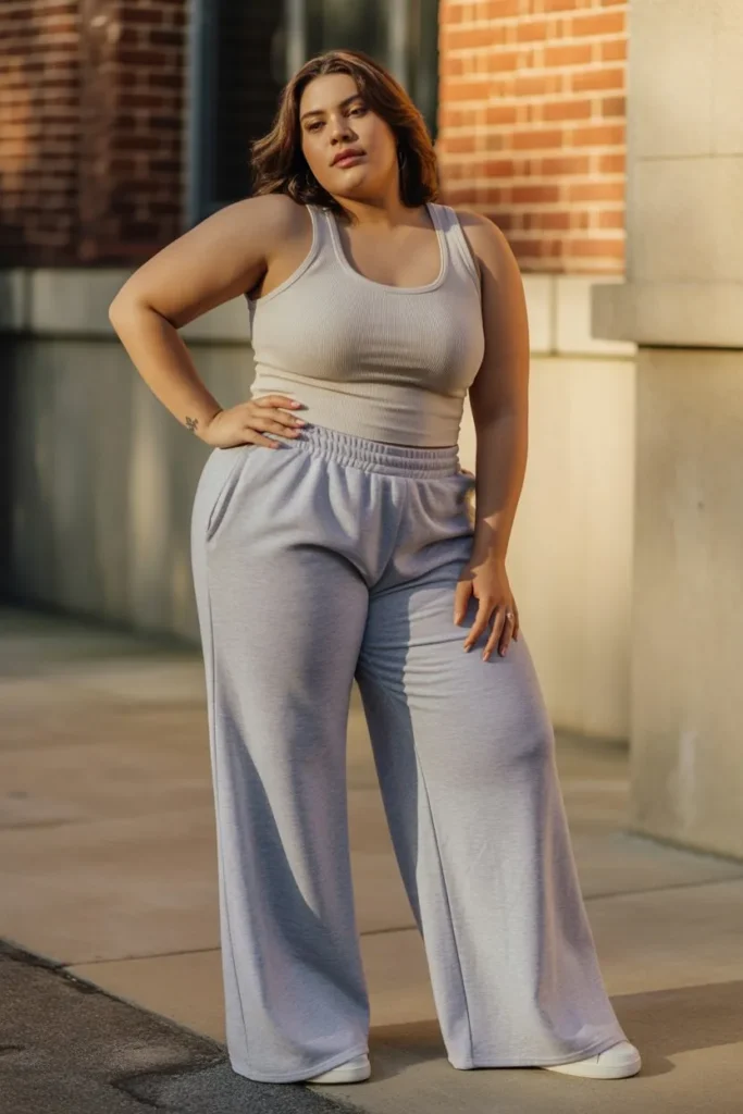 Wide-Leg Sweatpants with Fitted Tank