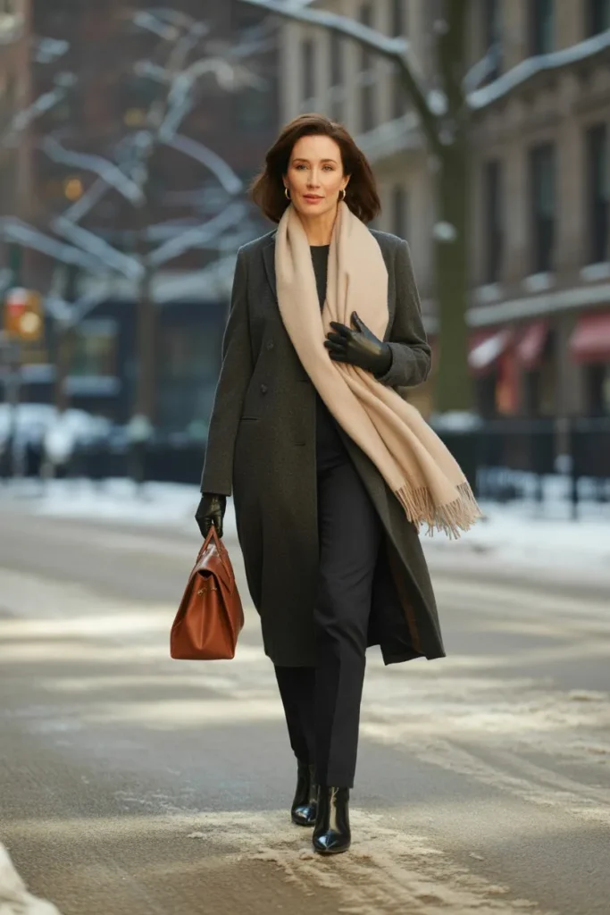 Wool Coat with Slim Trousers for Structured Warmth