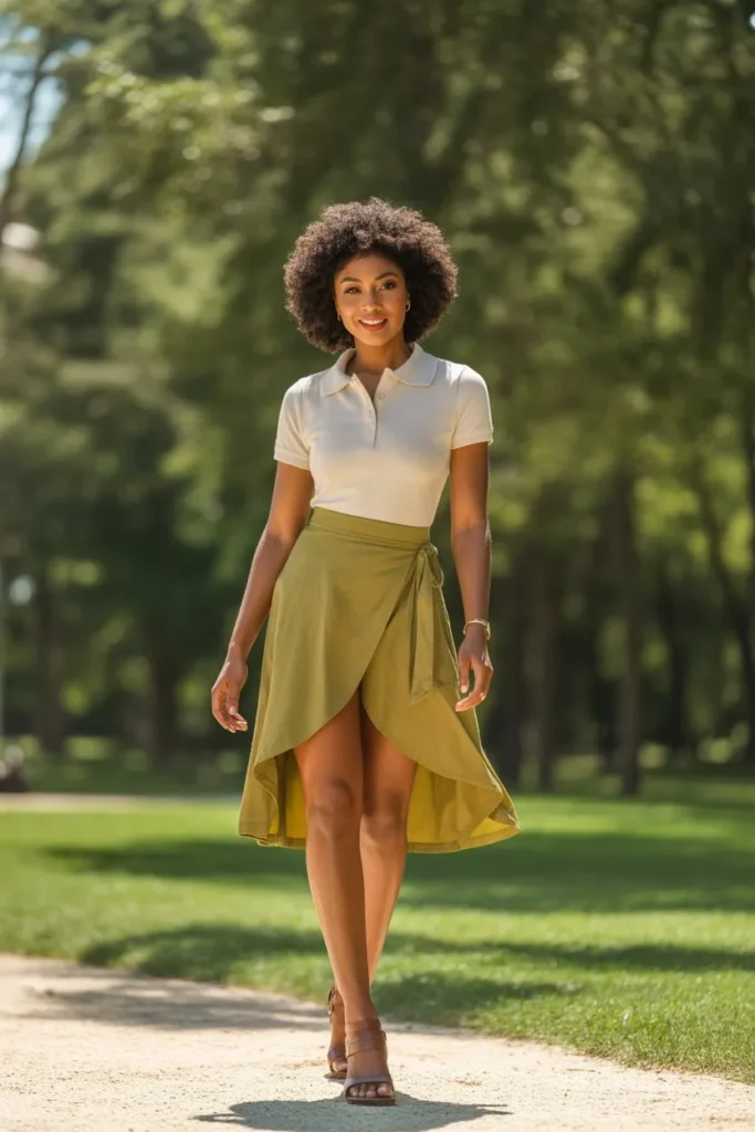 Wrap Skirt with Fitted Polo Top