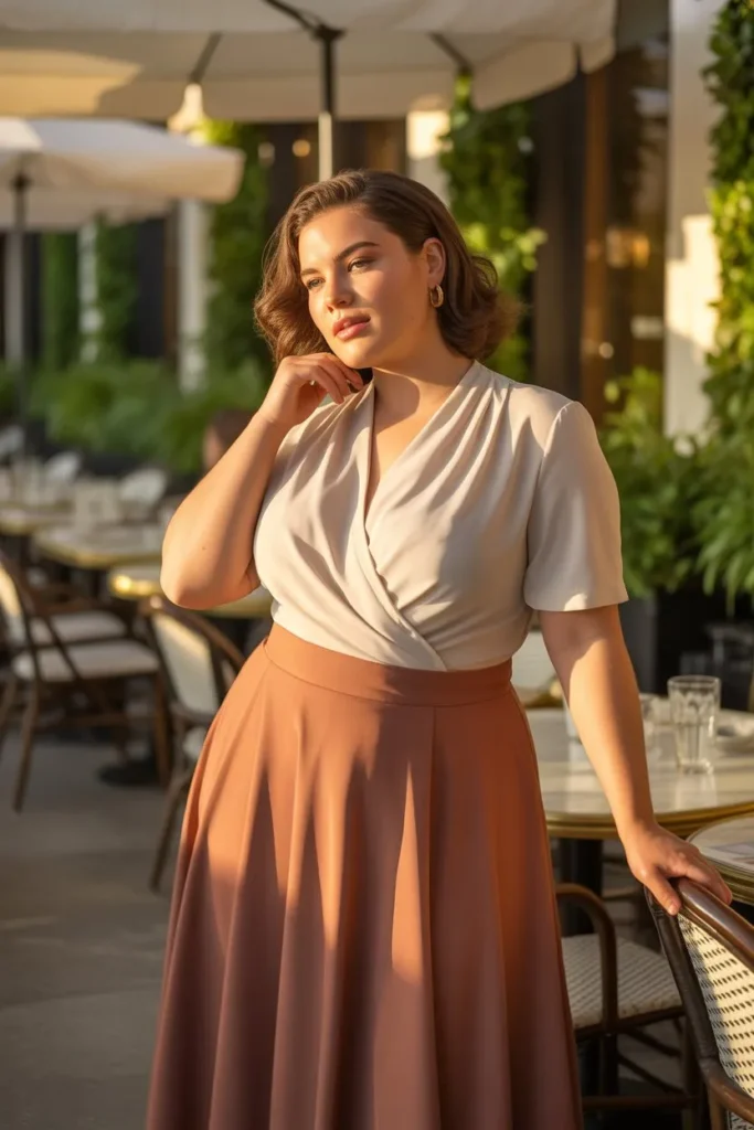 Wrap Top with Midi Skirt